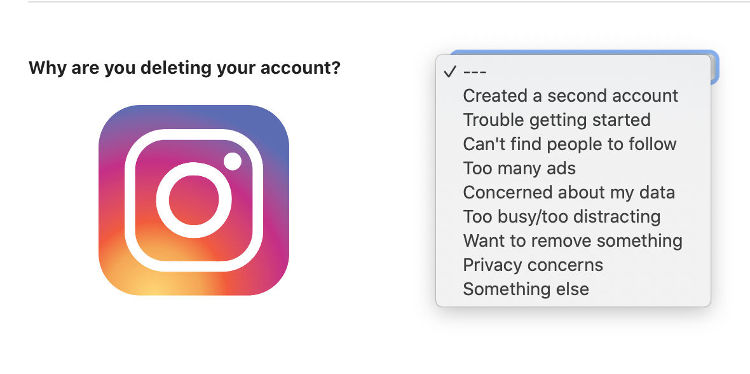 Удалите свою учетную запись Instagram навсегда